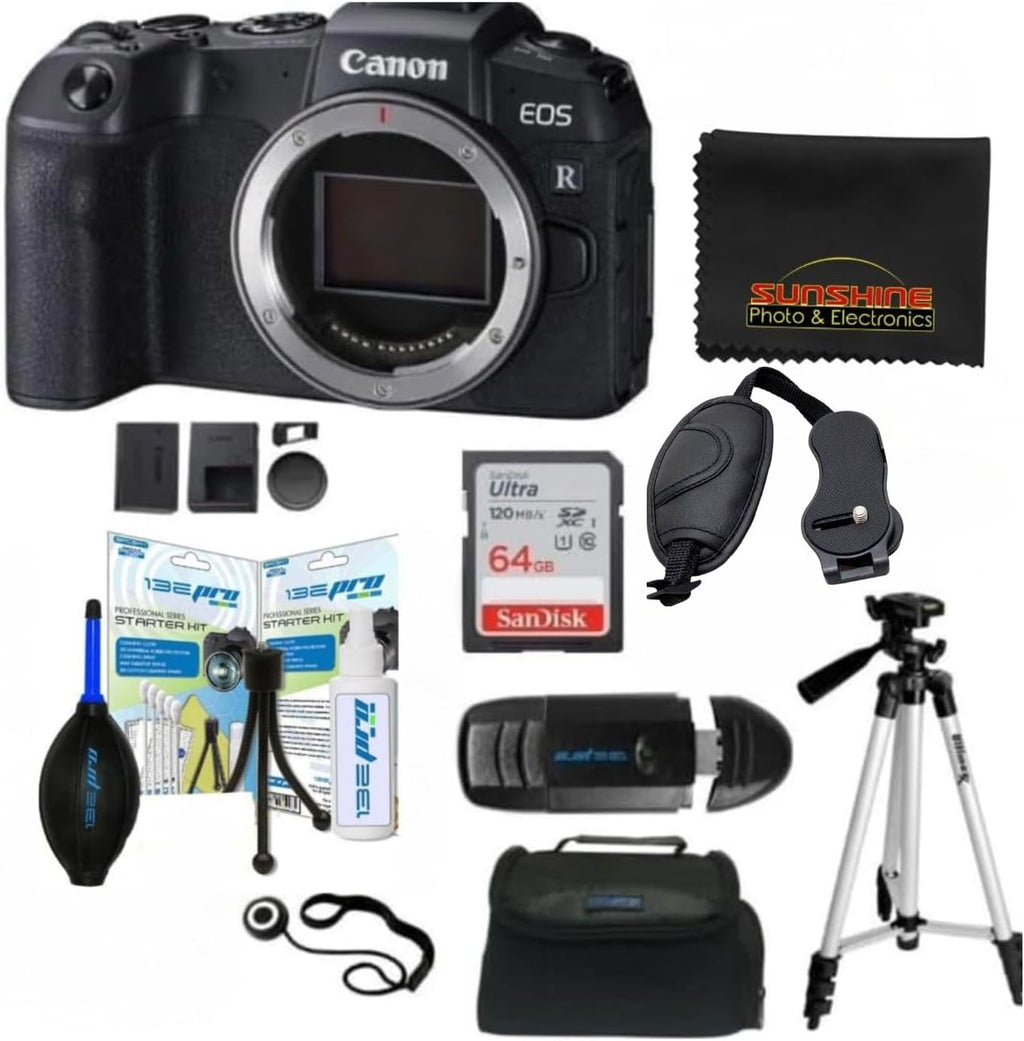 Canon EOS RP Mirrorless Digital Camera (Renewed) with Sunshine Photo Microfiber Cleaning Cloth... (Body Only + Sunshine Pro Accessories Bundle)