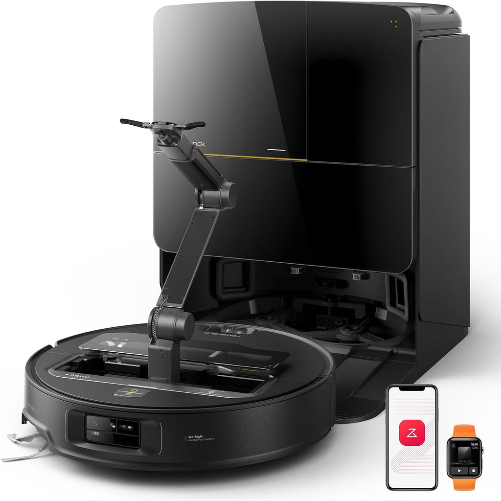 roborock Saros Z70 Robot Vacuum and Mop, OmniGrip Arm, AI-Powered, 22,000Pa Suction, 3.14'' Ultra Slim, FlexiArm Riser Technology, AdaptiLift Chassis, Obstacle Avoidance, Auto Mop Washing & Drying
