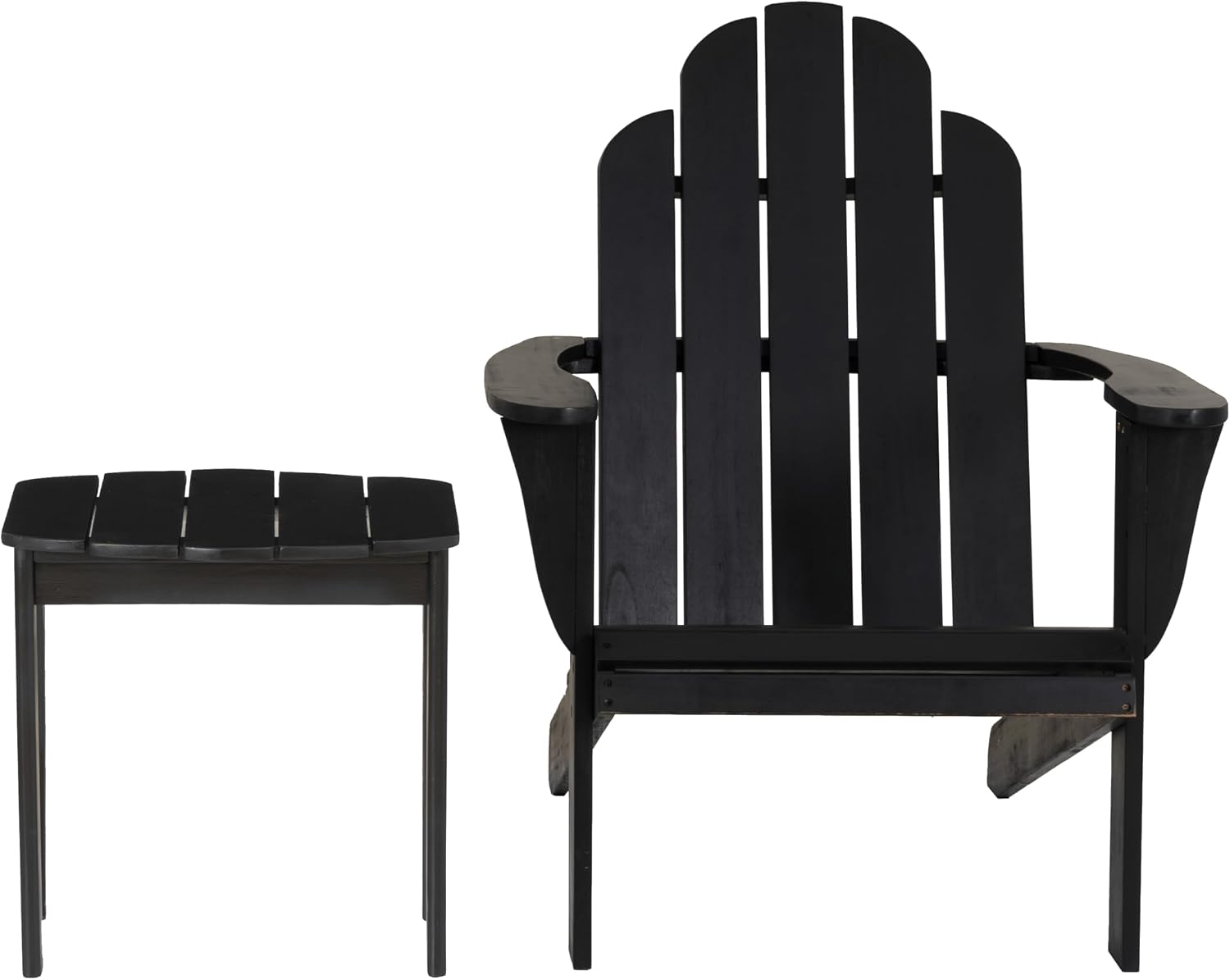 Linon Jayce Black Solid Wood Adirondack Two Piece Chair and Side Table Set