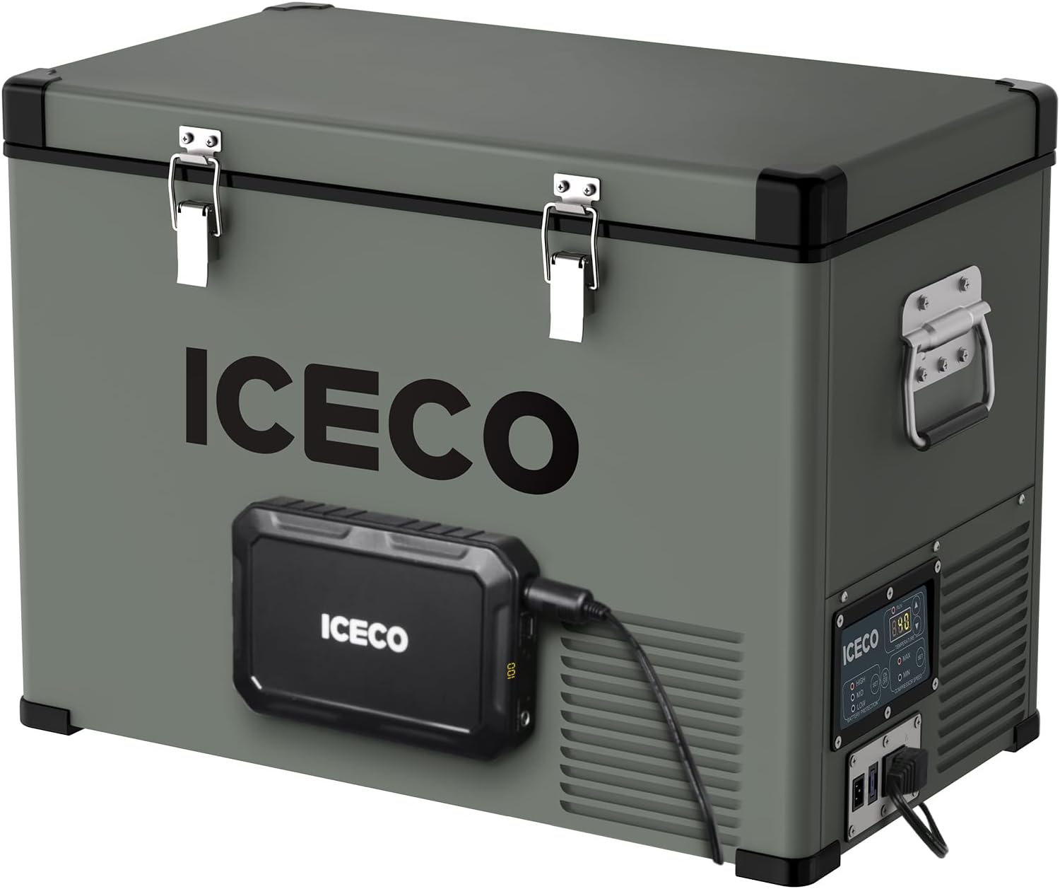 ICECO VL45 Portable Refrigerator, Platinum 12V Refrigerator Powered by SECOP, 45 Liters Compact Fridge with AC/DC, 0℉ to 50℉, Car freezer for Truck, Car, Camping Use, with 250Wh Magnetic Battery