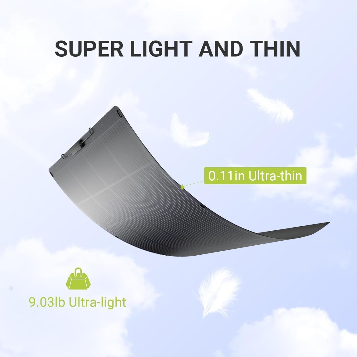 ALLPOWERS SF200 Flexible Solar Panel 200w Ultra Thin 3mm Bendable Monocrystalline Solar Charger with 25% Efficiency IP68 Waterproof for RV Van Marine Boat Camping Off Grid