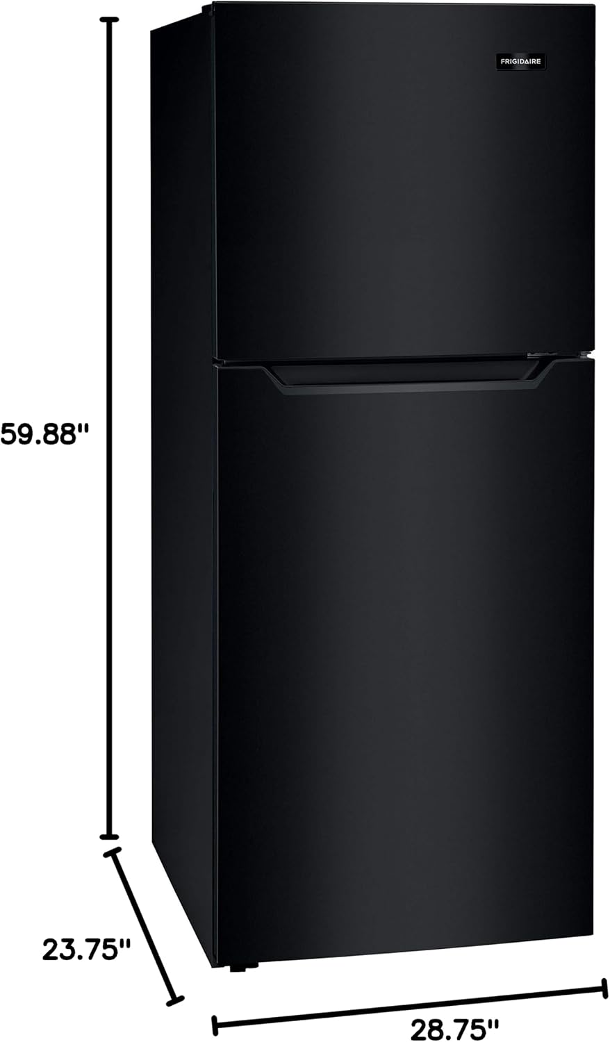 Frigidaire 11.6 Cu. Ft. Compact ADA Top Freezer Refrigerator in Black with Electronic Control Panel, Reversible Door Swing, ENERGY STAR