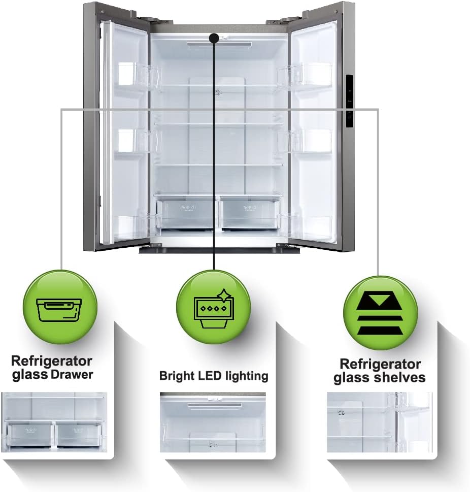 Hamilton Beach HBF1770 French Door Counter Depth Refrigerator with Freezer Drawer, 17.7 cu ft, Stainless Steel (Full Size)