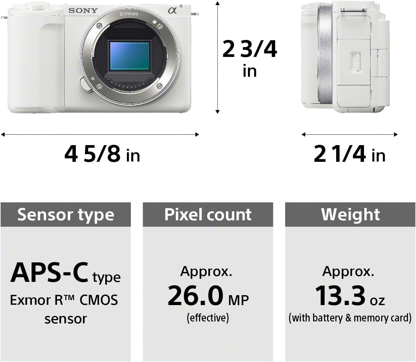 Sony Alpha ZVE10 II - APS-C Interchangeable Lens Mirrorless Content Creators' Camera - White - with Lens