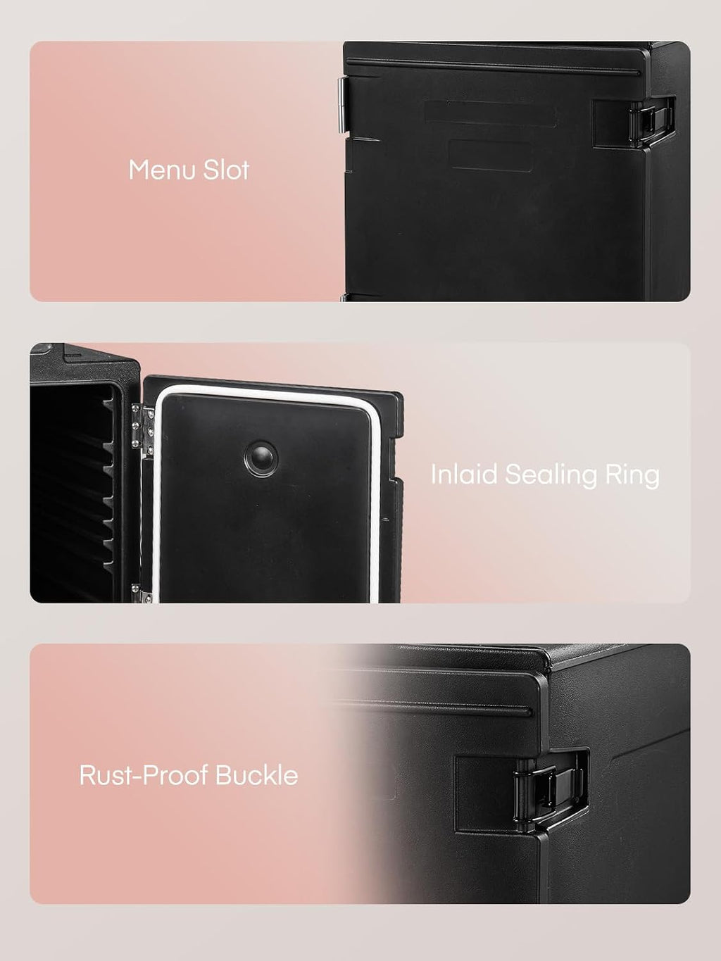 Hot Box for Catering, 82QT Portable Food Warmer w/Wheels, LLDPE Insulated Food Pan Carrier, Food Box Carrier w/Double Buckles, Handles, Stackable Food Warmer Box for Parties Buffet, Restaurant