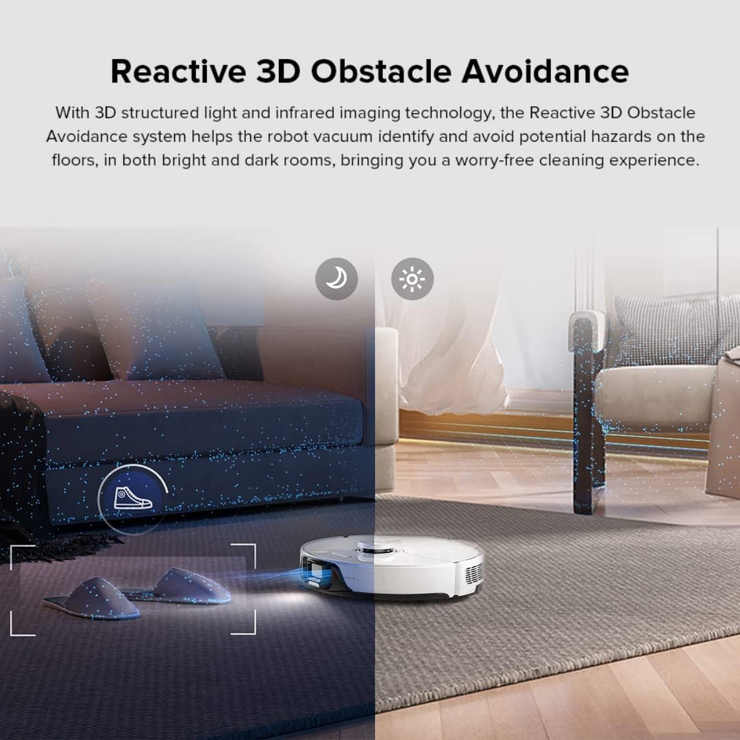 roborock S8+ Robot Vacuum, Sonic Mop with Self-Empty Dock, Stores up to 60-Days of Dust, Auto Lifting Mop, Ultrasonic Carpet Detection, 6000Pa Suction, White (Renewed)