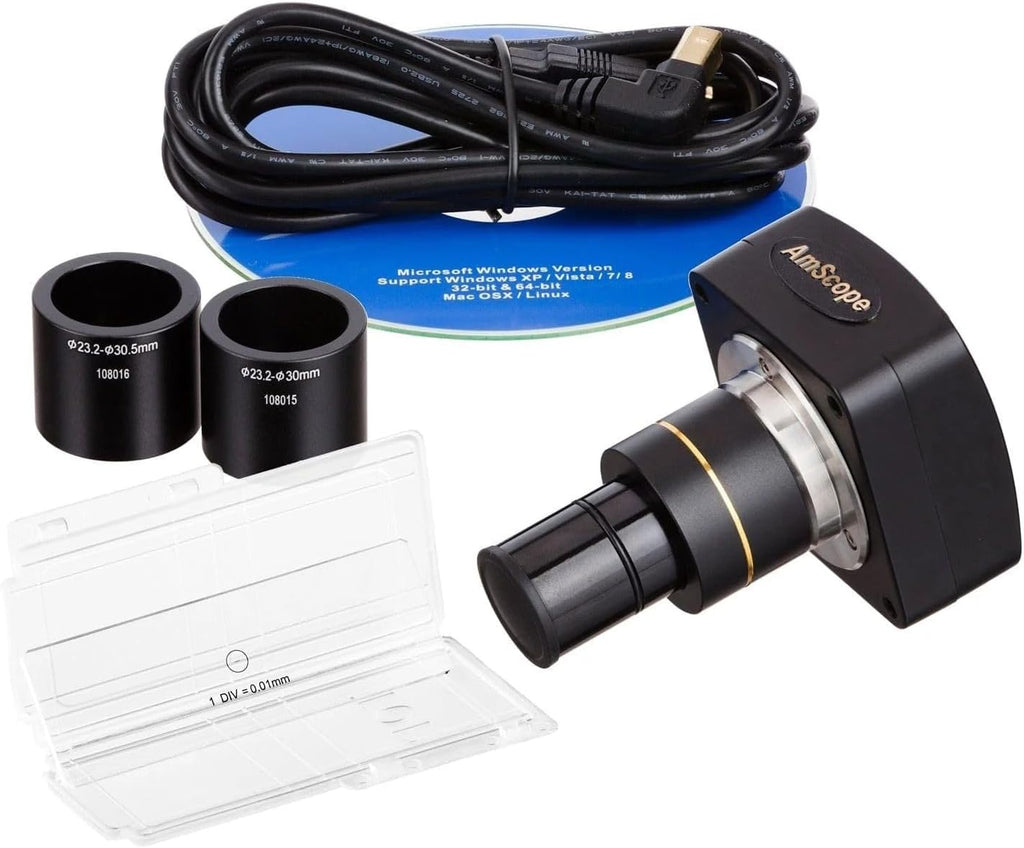 AmScope - 3.5X-180X Trinocular Stereo Microscope with 4-Zone 144-LED Ring Light and 10MP Camera - SM-4TZZ-144A-10M
