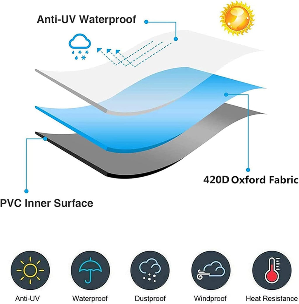Outdoor Garden Table Set Cover 118' D x 39' H, Waterproof Patio Furniture Set Cover, 420D Dust Proof Furniture Protective Cover, Large Outdoor Stacking Chairs Cover (300x100cm)