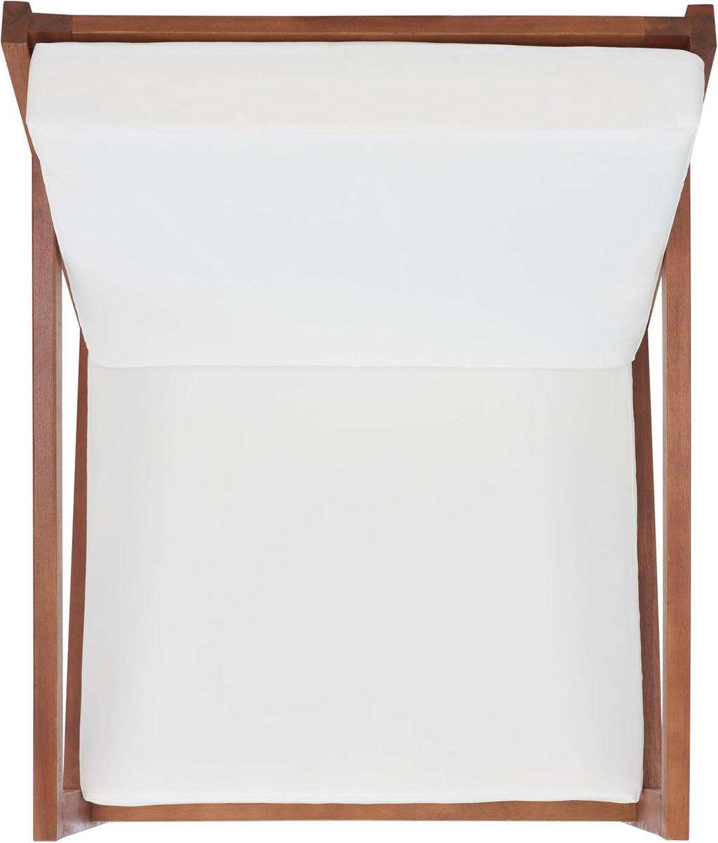 SAFAVIEH Outdoor - Vernon Rocking Chair - Natural & Beige - Solid Wood with Cushion - Shaker-Inspired Slatted Design - Ideal for Patio, Deck, Porch, Backyard, 24.6' Seat Height (PAT7013A)
