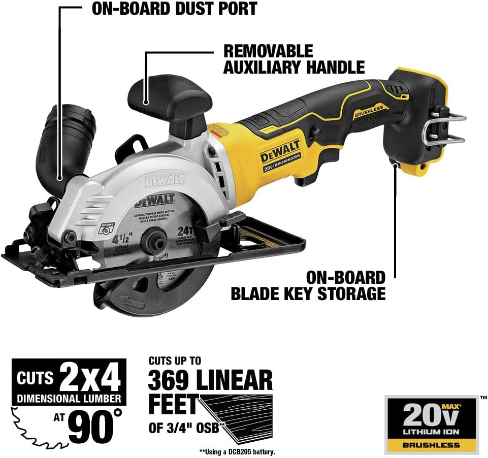 DEWALT ATOMIC 20V MAX* Circular Saw, 4-1/2-Inch, Tool Only (DCS571B)