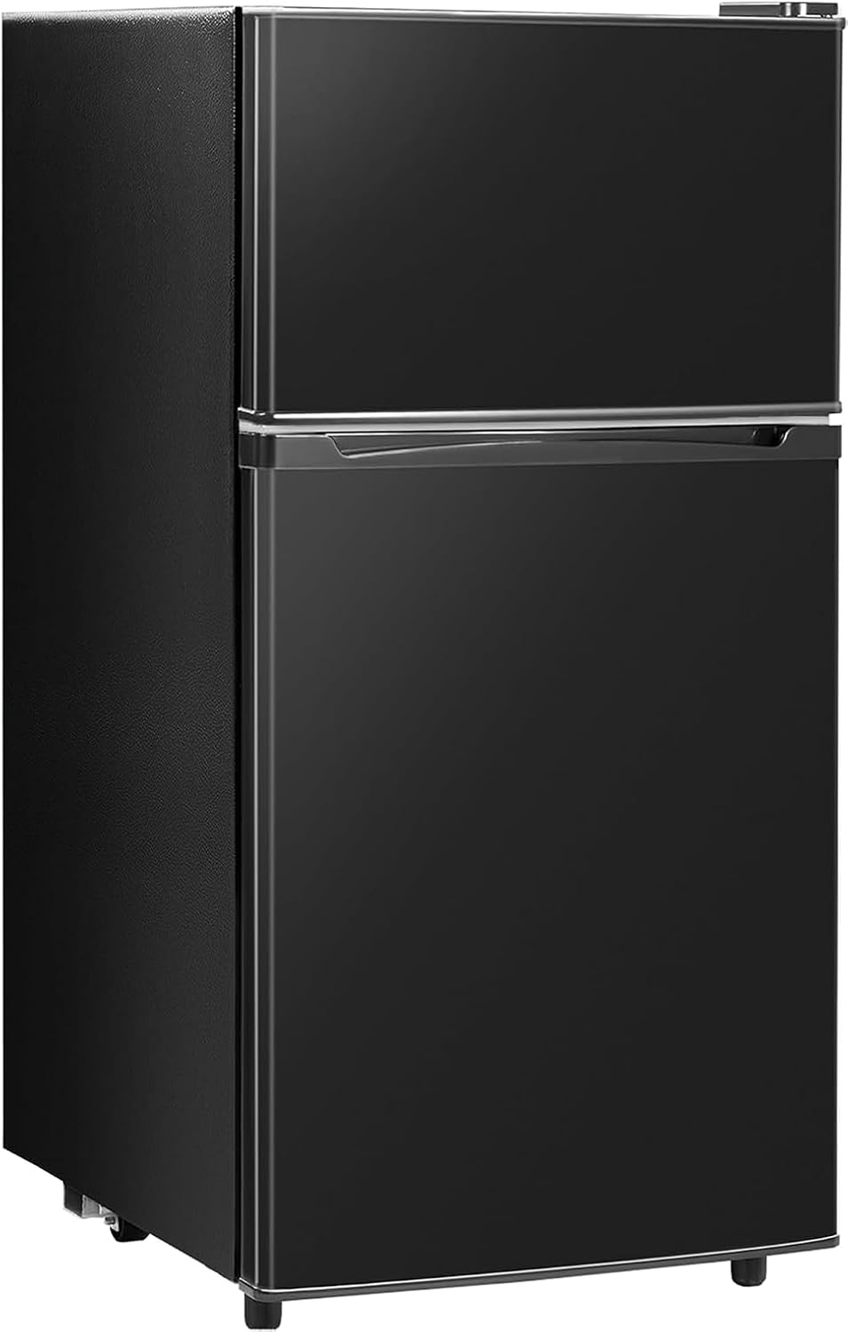 Tehanld Double Door Refrigerator with Freezer, Mini Fridge for Bedroom Office Dorm and Apartment, Small Compact Refrigerators with Wheels, Low Noise, Energy Saving (Black, 3.4Cu.Ft)