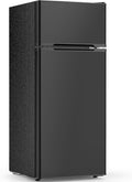 4.5 Cu.Ft Mini Fridge with Freezer, 2 Door Compact Refrigerator, Small Fridge with Adjustable Thermostat Energy Ultra Quiet, Mini Fridge Removable Glass Shelves for Bedroom Office Dorm-Satin Black