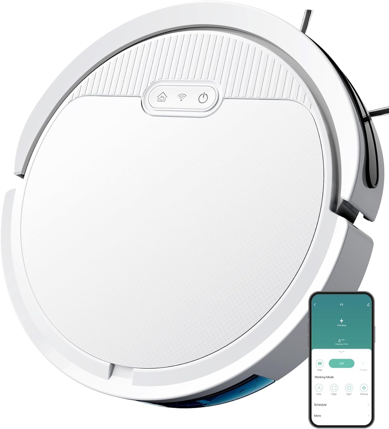 V3 Robot Vacuum and Mop Combo，3 in 1 Robot Vacuum 5000Pa Suction, Works with 2.4G WiFi/Alexa/App/Remote Control, Schedule Cleaning, Automatic Self-Charging, Ideal for Pet Hair, Hard Floor and Carpet
