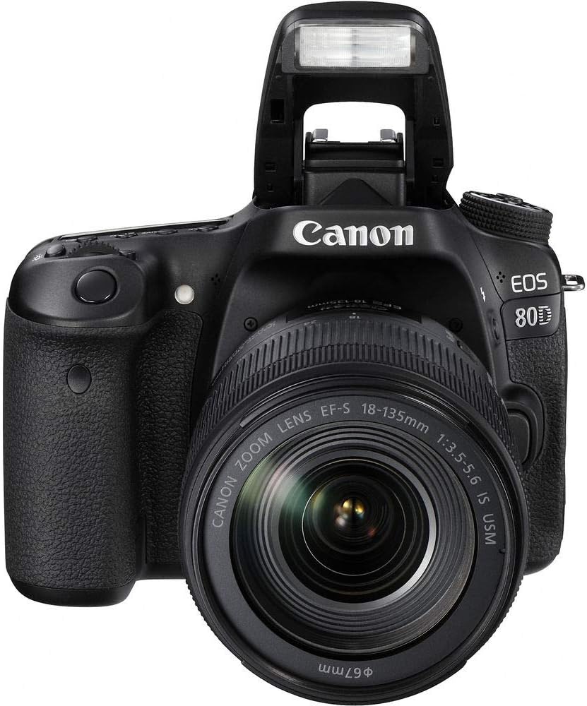 Canon EOS 80D DSLR Camera with 18-135mm Lens (1263C006), 64GB Memory Card, Case, Corel Photo Software, 2 x LPE6 Battery, Charger, Card Reader, LED Light, Filter Kit + More