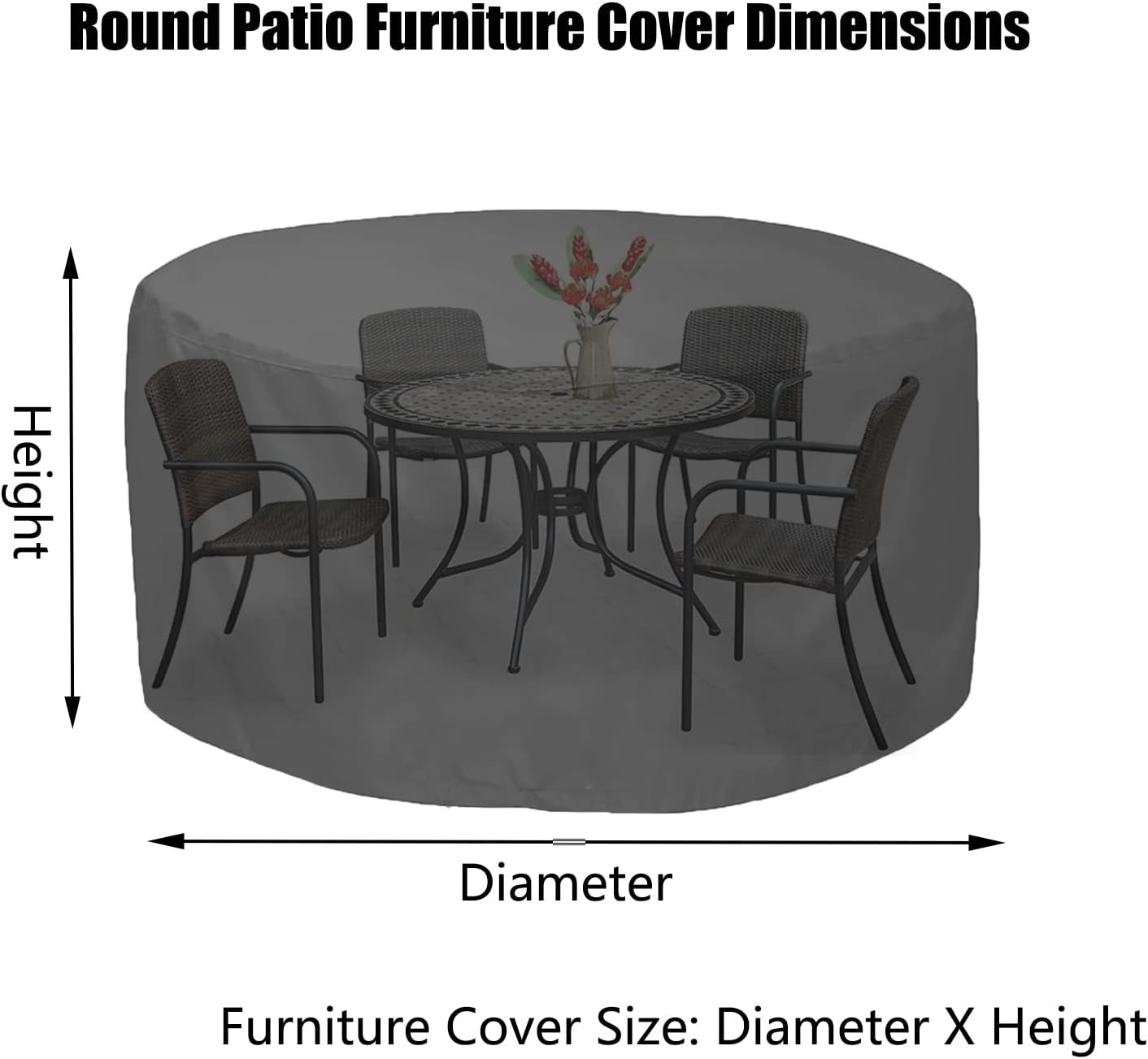 Outdoor Table Chair Set Covers 130' D x 47' H, Waterproof Patio Furniture Set Cover, 100% Waterproof Outdoor Couch Cover, All Weather Protection Covers Dustproof Cover (330x120cm)