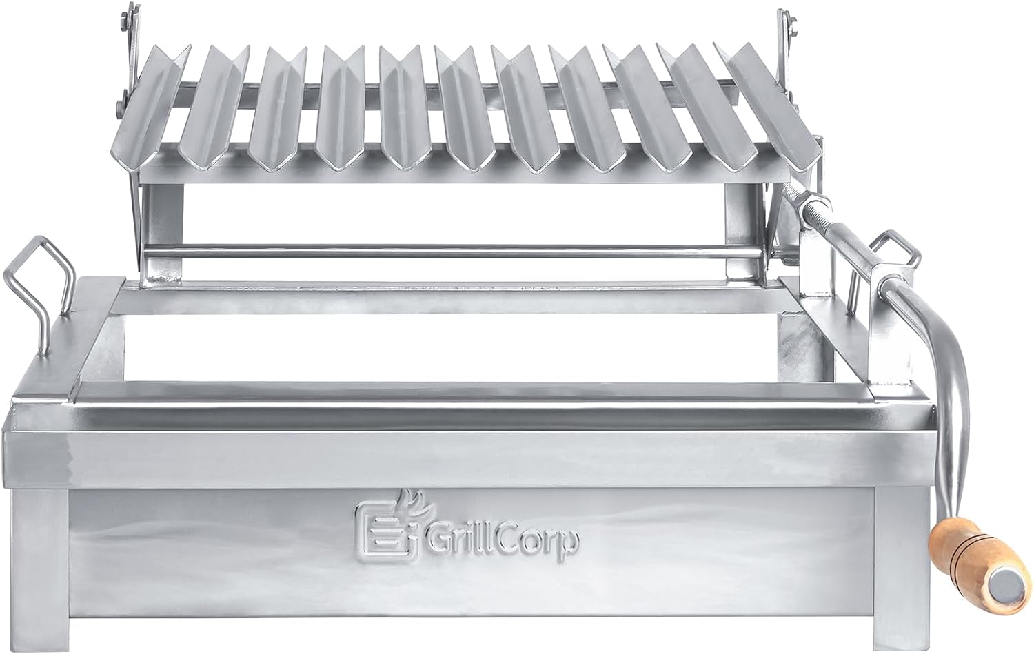 Junior Argentine Grill – Portable & Built-in 100% Stainless Steel BBQ with Lifting System & Drip Pan – Fits Junior Grillcorp Roasting Box – Outdoor Cooking & Camping Accessory