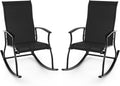 Giantex Outdoor Rocking Chair Set of 2 - Patio Rocking Chairs w/Breathable Backrest, Sturdy Metal Frame & Safe Ergonomic Design, Cozy Fabric Rocker for Backyard, Poolside, 330 lbs, Black