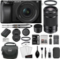 Sony Alpha a6100 Mirrorless Digital Camera with 16-50mm f/3.5-5.6 OSS II and 55-210mm Lenses Bundle with 64GB Card + 2 UV Filters + Card Reader + Card Case + Cleaning Kit + Bag + Cloth (9 Items)