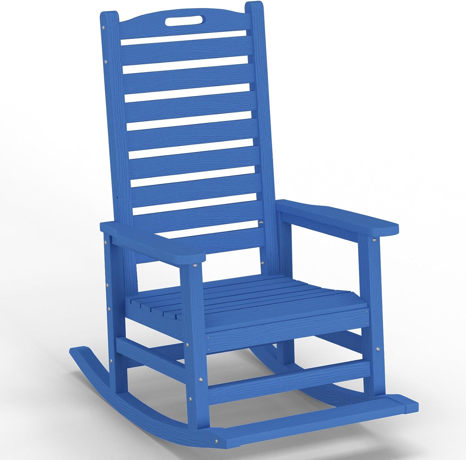 PLUUV Outdoor Rocking Chair with Removable Footboard for Adults, HDPE High Back Patio Rocking Chairs, 330lbs All Weather Porch Rocking Chairs for Outdoor & Indoor -Navy Blue