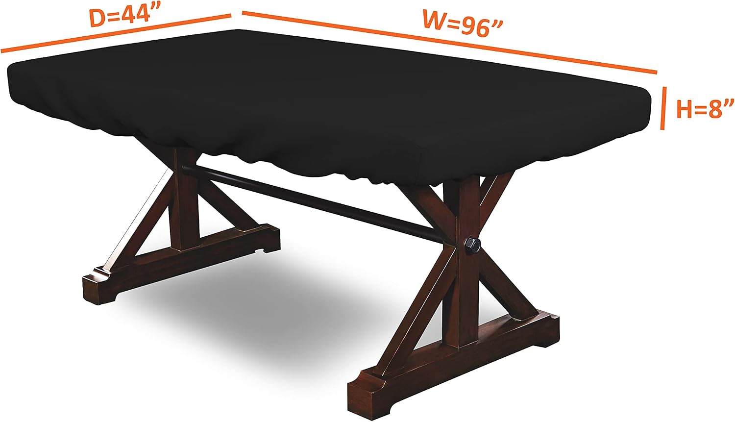 Covers & all Poker Table Cover 12 Oz Waterproof - 100% Weather Resistant Outdoor Game Table Cover with Elastic at 4 Sides (96' W x 44' D x 8' H Inches, Black)