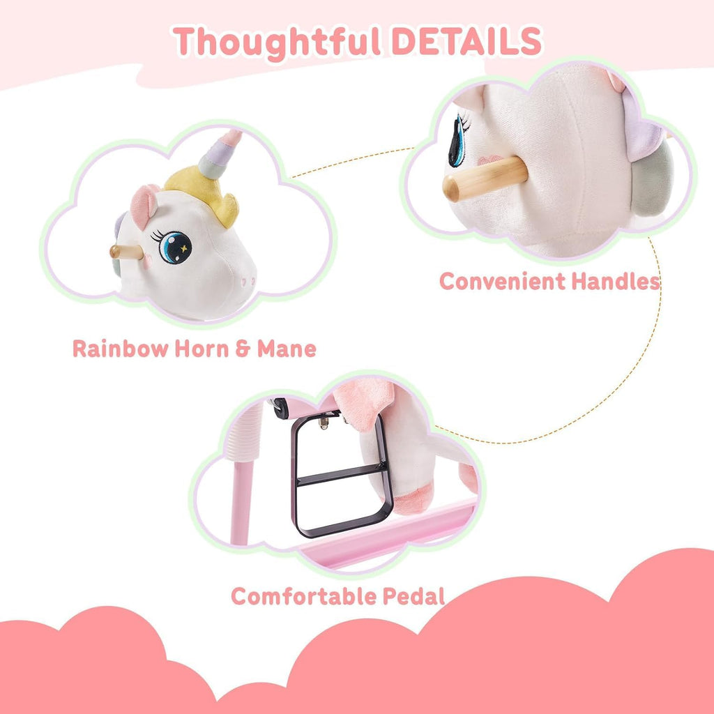 FUNLIO Unicorn Spring Rocking Horse for Kids 3-6, Rainbow Fairy Ride on Horse with Covered Spring & Sturdy Frame, Neighing & Galloping Sound for Pretend Play, Horse Toys Gift, CPC & CE Certified