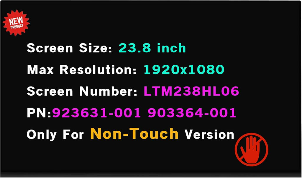 Replacement LTM238HL06 LCD Display Screen Panel for HP Eliteone 800 G3 923631-001 23.8' LCD Screen Compatible with All in One PC Monitor Display 1920x1080 Replacement Screen