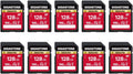 GIGASTONE 128GB SD Card 10-Pack, Camera Plus, V30 U3 SDXC Memory Card High Speed UHD Video Compatible with Canon Digital Camera, with 10 Mini case