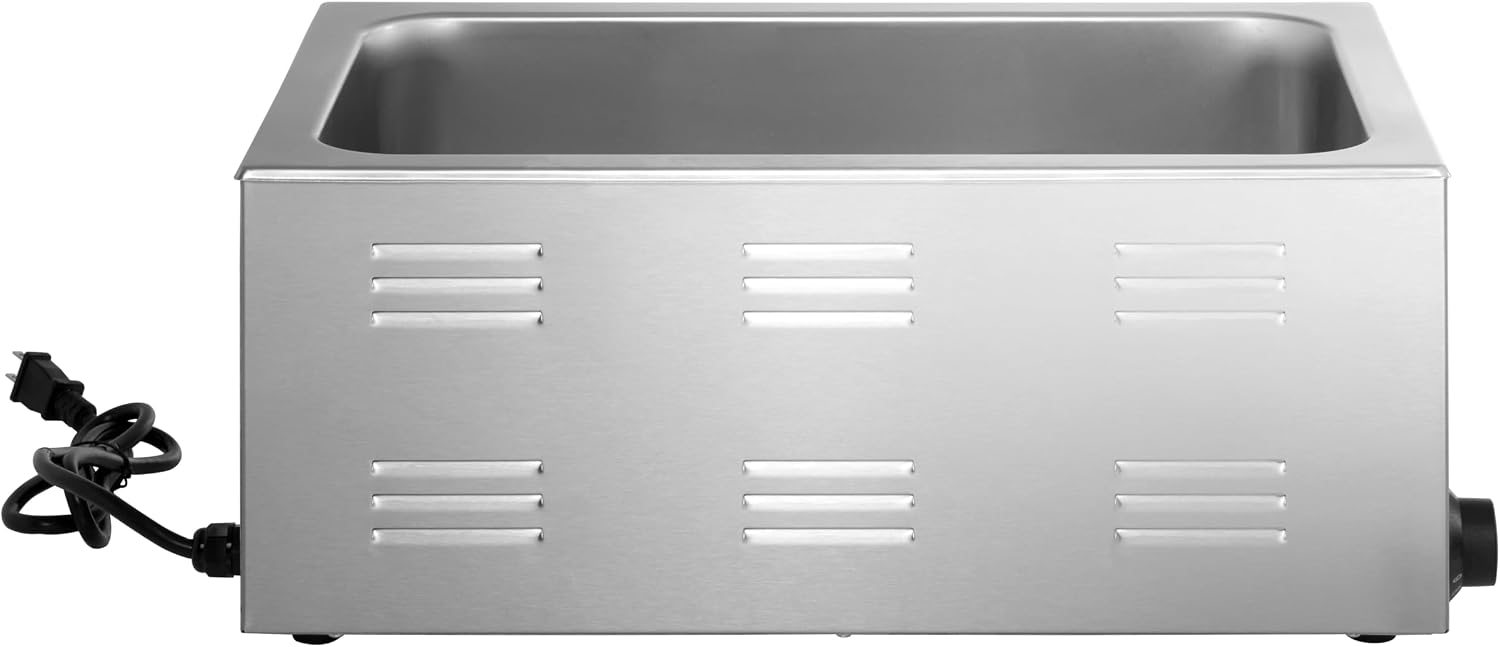 Kratos Commercial Electric Countertop Food Warmer and Cooker, 120V, 1500 Watts, Stainless Steel Portable Steam Table, Fits a 12' x 20' Food Pan (28W-169)