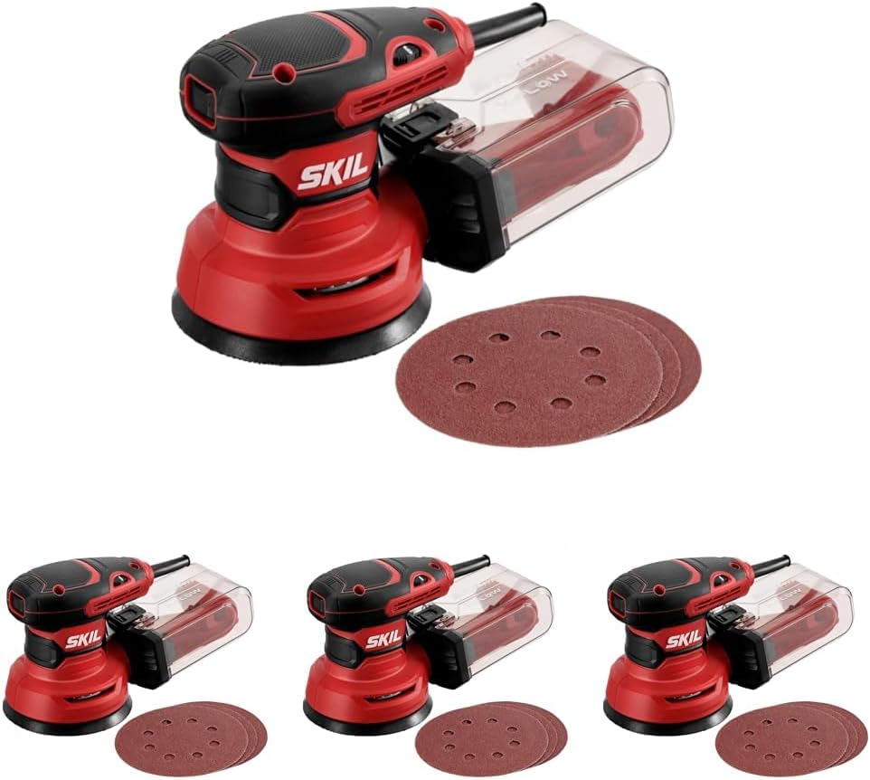 SKIL 5' Random Orbital Sander with Cyclonic Dust Box & 3pc Sanding Sheet - SR211601,Multicolor,(Pack of 4)