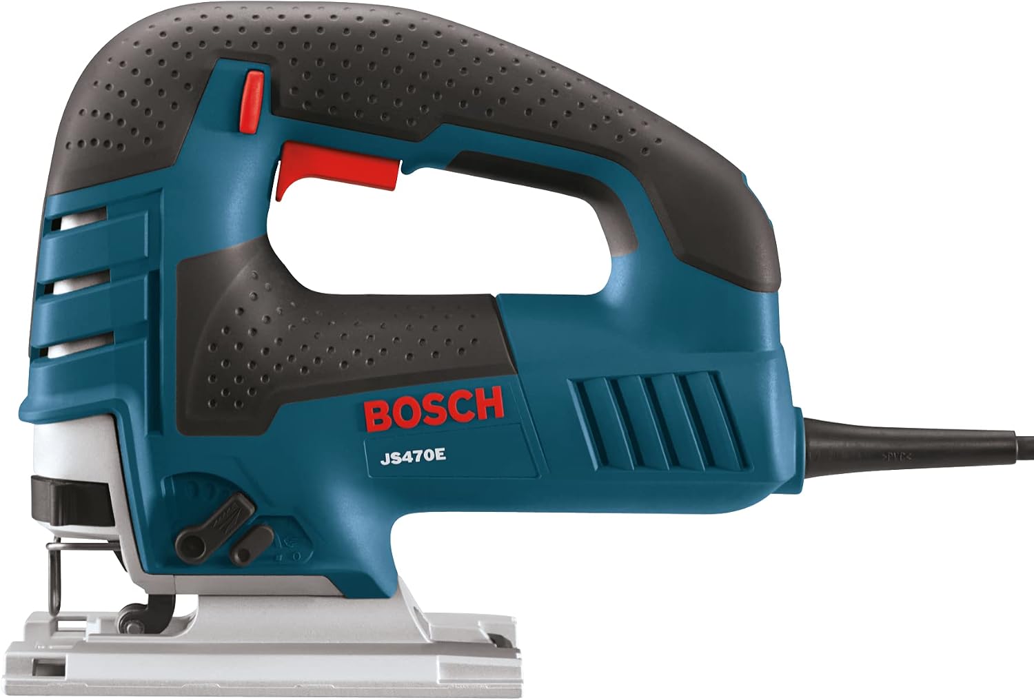 BOSCH Top-Handle Jig Saw 7.0 Amp, 3,100 SPM, 45 Degree Beveled Cuts, Variable-Speed Control, Ergonomic Design, Corded (JS470E)