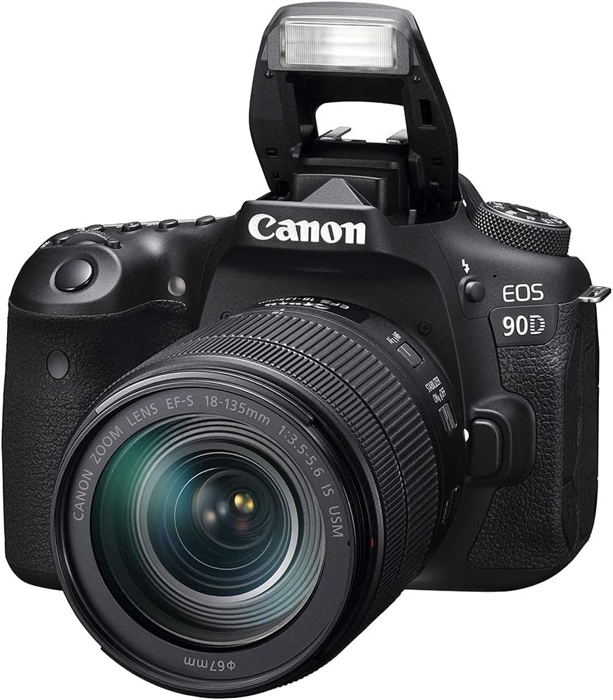 Canon EOS 90D DSLR Camera with 18-135mm Lens (3616C016) + 64GB Memory Card + Case + Corel Photo Software + 2 x LPE6 Battery + External Charger + Card Reader + LED Light + Filter Kit + More