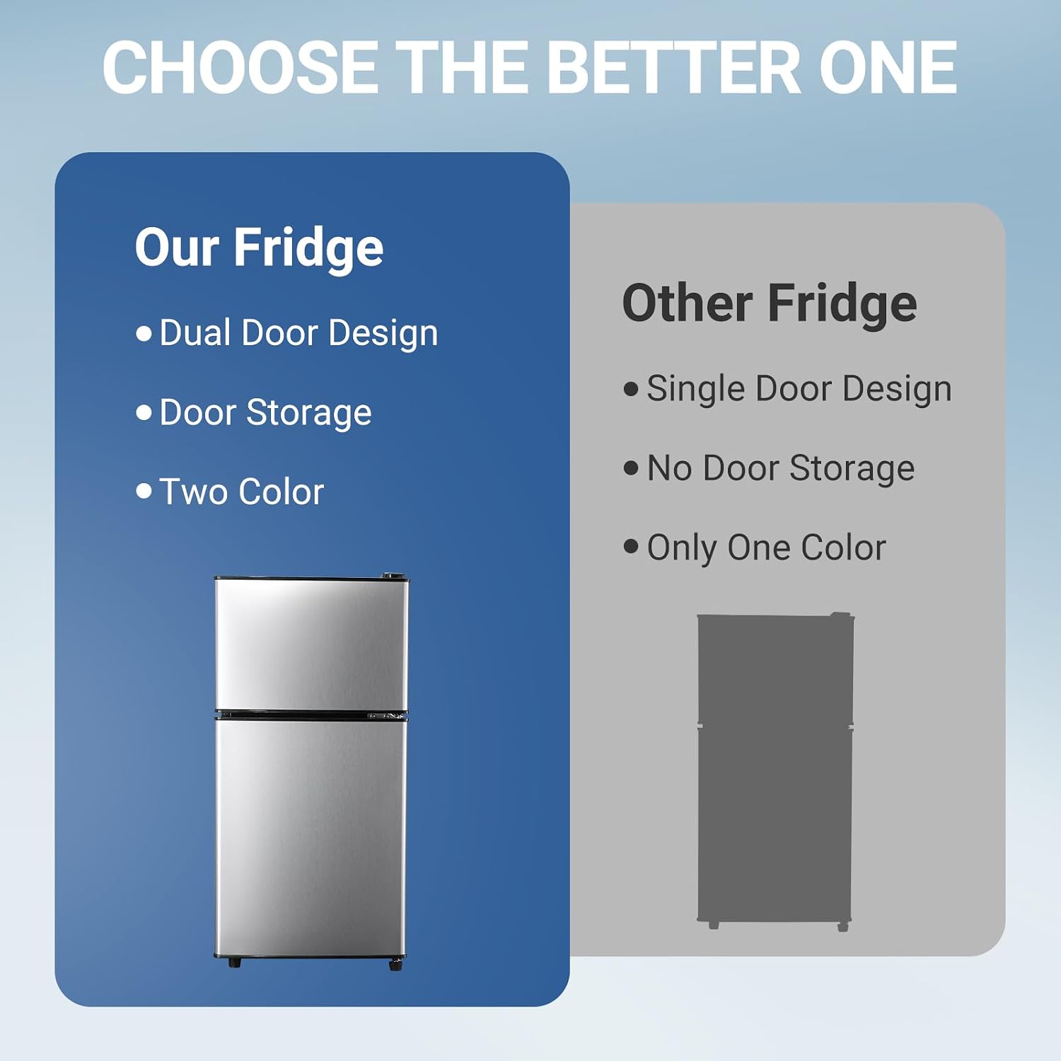 Dorm Fridge with Freezer, Small Refrigerator 3.5 Cu. Ft. with Freezer for Apartment, Temperature Adjustable Apartment Size Fridge for Kichen, College, RV, Office, Silver