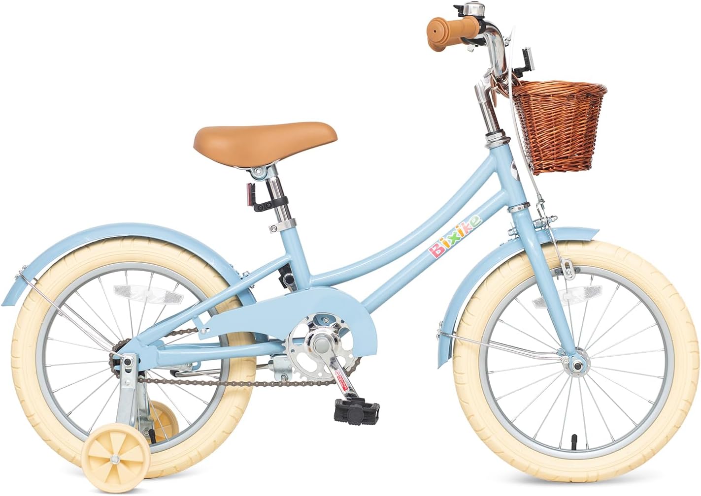 Bixike Retro Design Girls Bike with Basket and Coaster Brake for 3-13 Years Old Kids, 14 16 18 Inch Bicycle for Toddlers with Training Wheels, 20 Inch with Kickstand, Multiple Colors