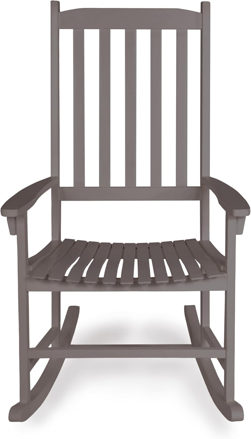 JONATHAN Y RCK300B Seagrove Farmhouse Classic Slat-Back 350-LBS Support Acacia Wood Outdoor Rocking Chair Traditional, Coastal, Cottage, Vintage, Shabby Chic, Gray Wash