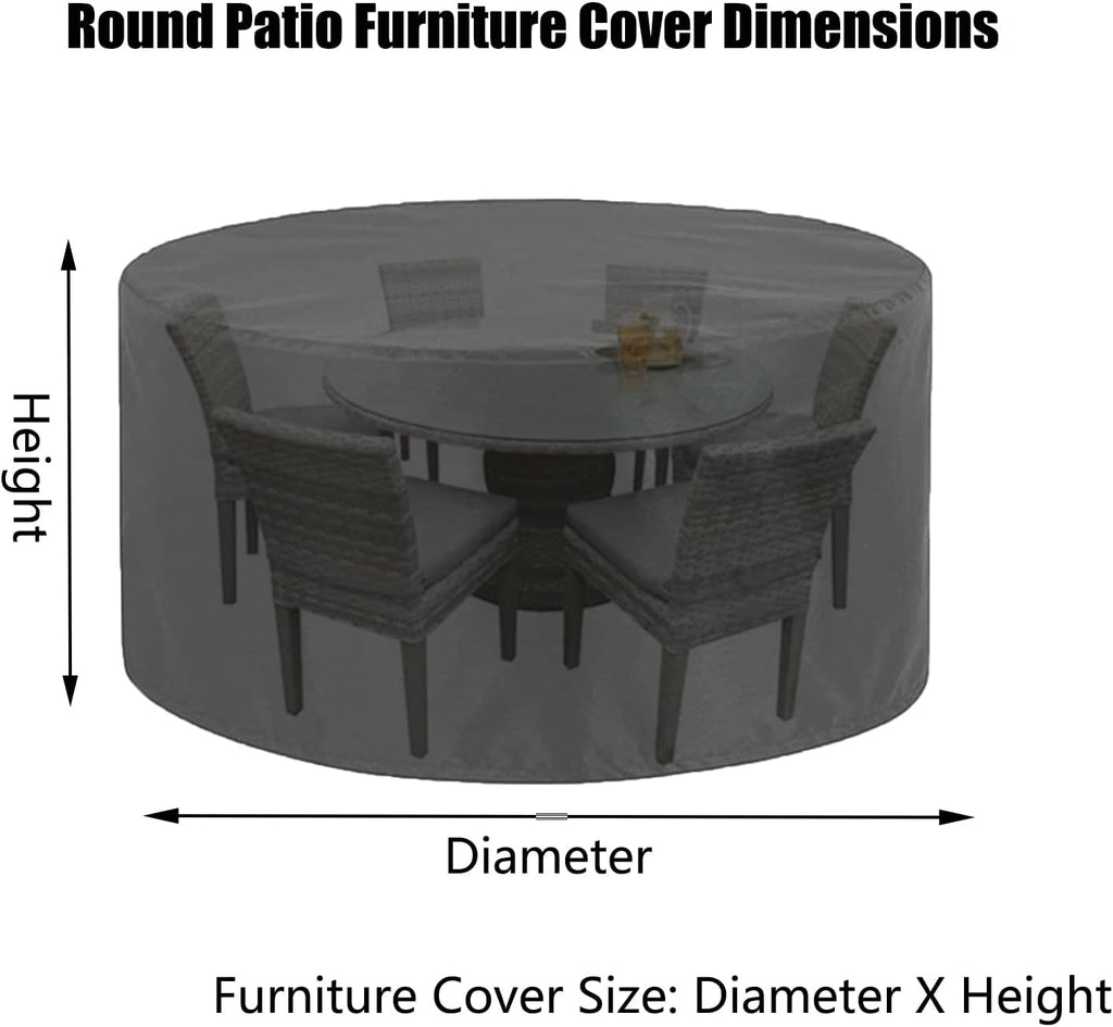 Waterproof Outdoor Furniture Set Covers 122' D x 39' H, Round Dining Table and Chairs Set Cover, 420D Wind Dust Proof Protective Covers for Bad Weather Rain Winter (310x100cm)