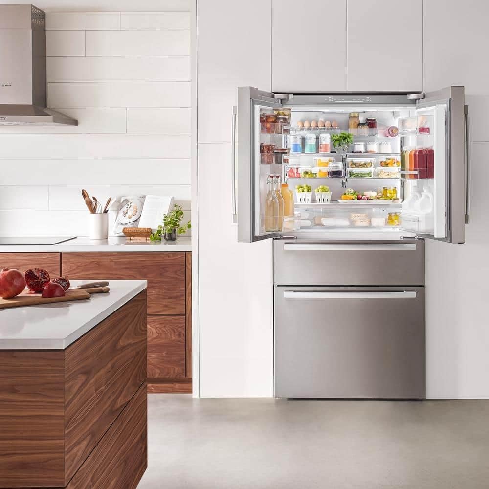 Bosch 800 Series B36CL80SNS 36 Inch Smart Freestanding Counter Depth 4 Door French Door Refrigerator with 20.5 cu. ft. Total Capacity in Stainless Steel (Bar Handle)