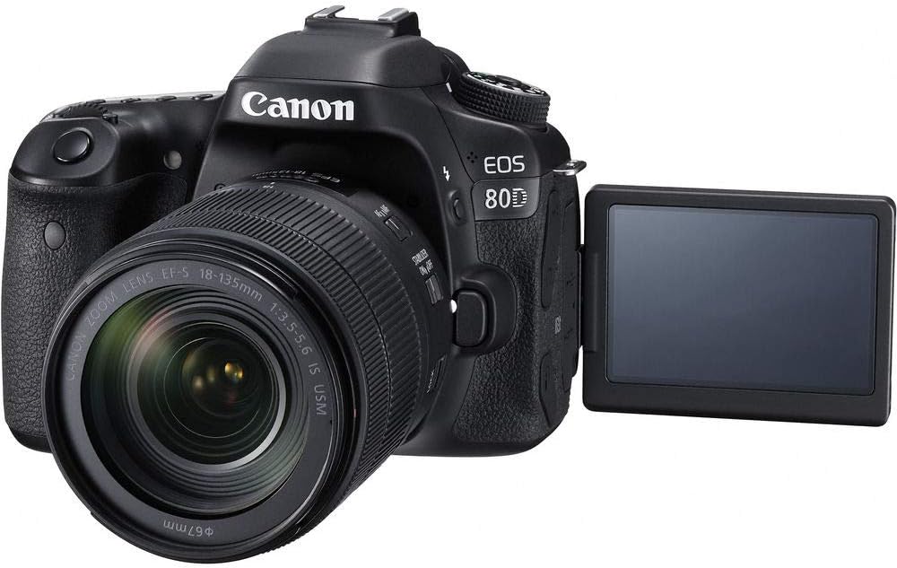 Canon EOS 80D DSLR Camera with 18-135mm Lens (1263C006), 64GB Memory Card, Case, Corel Photo Software, 2 x LPE6 Battery, Charger, Card Reader, LED Light, Filter Kit + More