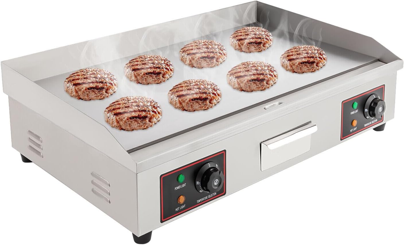 30' Commercial Electric Griddle, 110V 3000W Electric BBQ Countertop Griddle Flat Top Grill Hot Plate Adjustable Thermostatic Control Stainless Steel Restaurant Grill for Kitchen