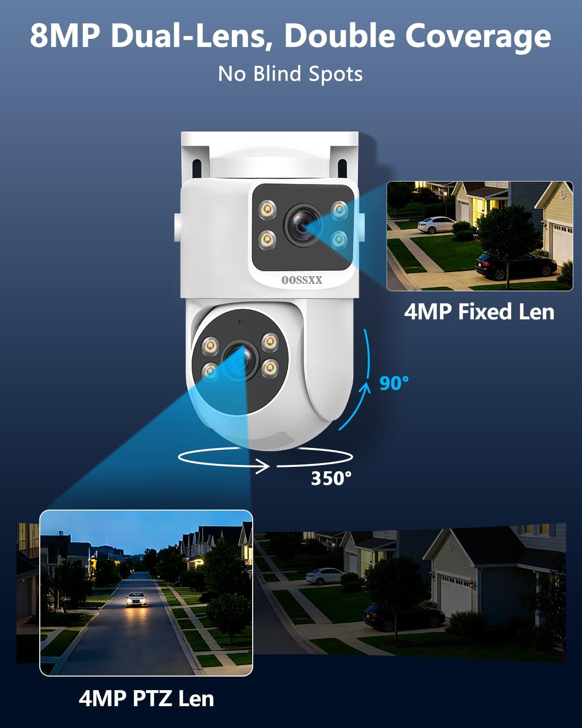 (2026 New) 4K PoE Security Camera System with 10'' Monitor, 8CH NVR 1TB HDD and 4 Dual Lens Cameras, Fixed + PTZ Auto Tracking, AI Detection, 2-Way Audio