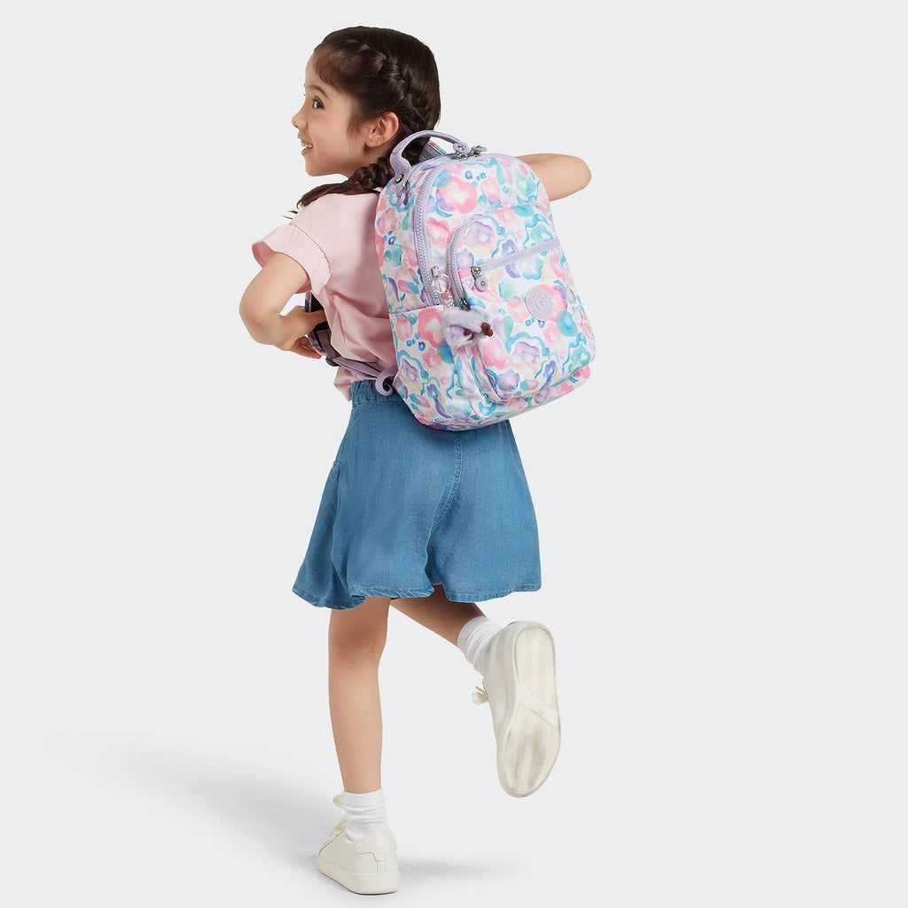Kipling Seoul Small Tablet Backpack Aqua Flowers One Size