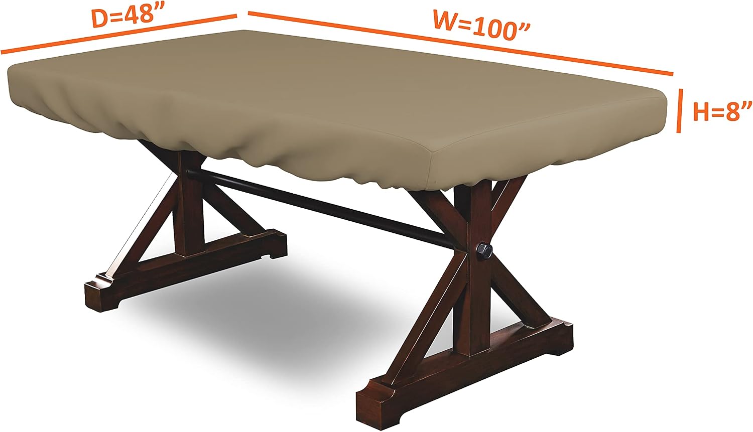 Covers & all Poker Table Cover 12 Oz Waterproof - 100% Weather Resistant Outdoor Game Table Cover with Elastic at 4 Sides (100' W x 48' D x 8' H Inches, Beige)