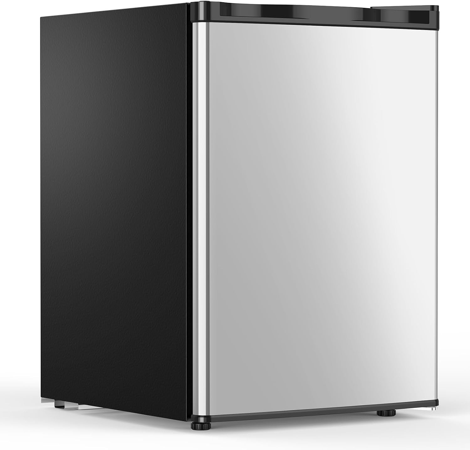 COWSAR 2.6 Cu.Ft Mini Fridge with Freezer, Single-Door Compact Refrigerator, 7 Settings Temperature Adjustable, 2 Removable Shelves, Commercial Small fridge for Bedroom, Office, Kitchen, Dorm, Silver