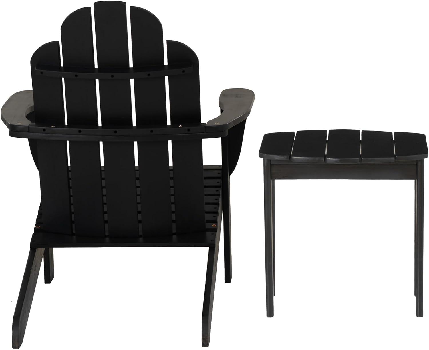 Linon Jayce Black Solid Wood Adirondack Two Piece Chair and Side Table Set