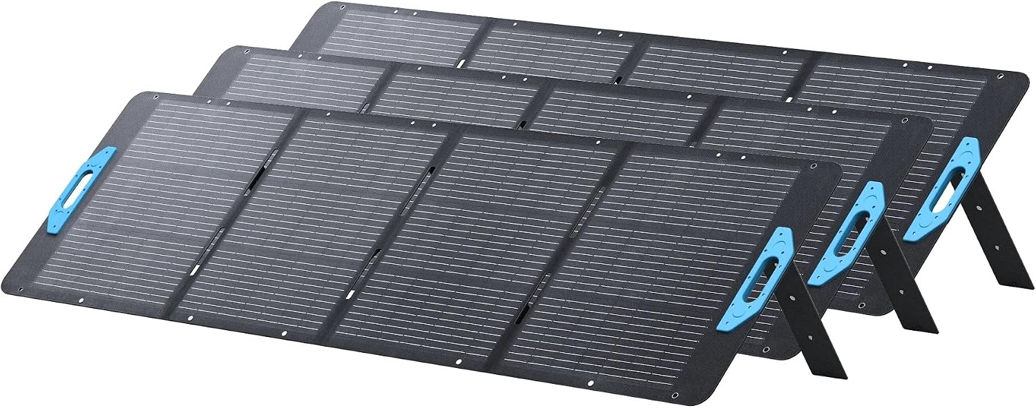 Anker SOLIX PS200 Solar Panel ×3 with Adjustable Kickstand, 3× 200W Foldable Portable Solar Charger, IP67 Waterproof, 23% Higher Energy Conversion Efficiency, for Camping, RVs, and Blackouts（Renewed）