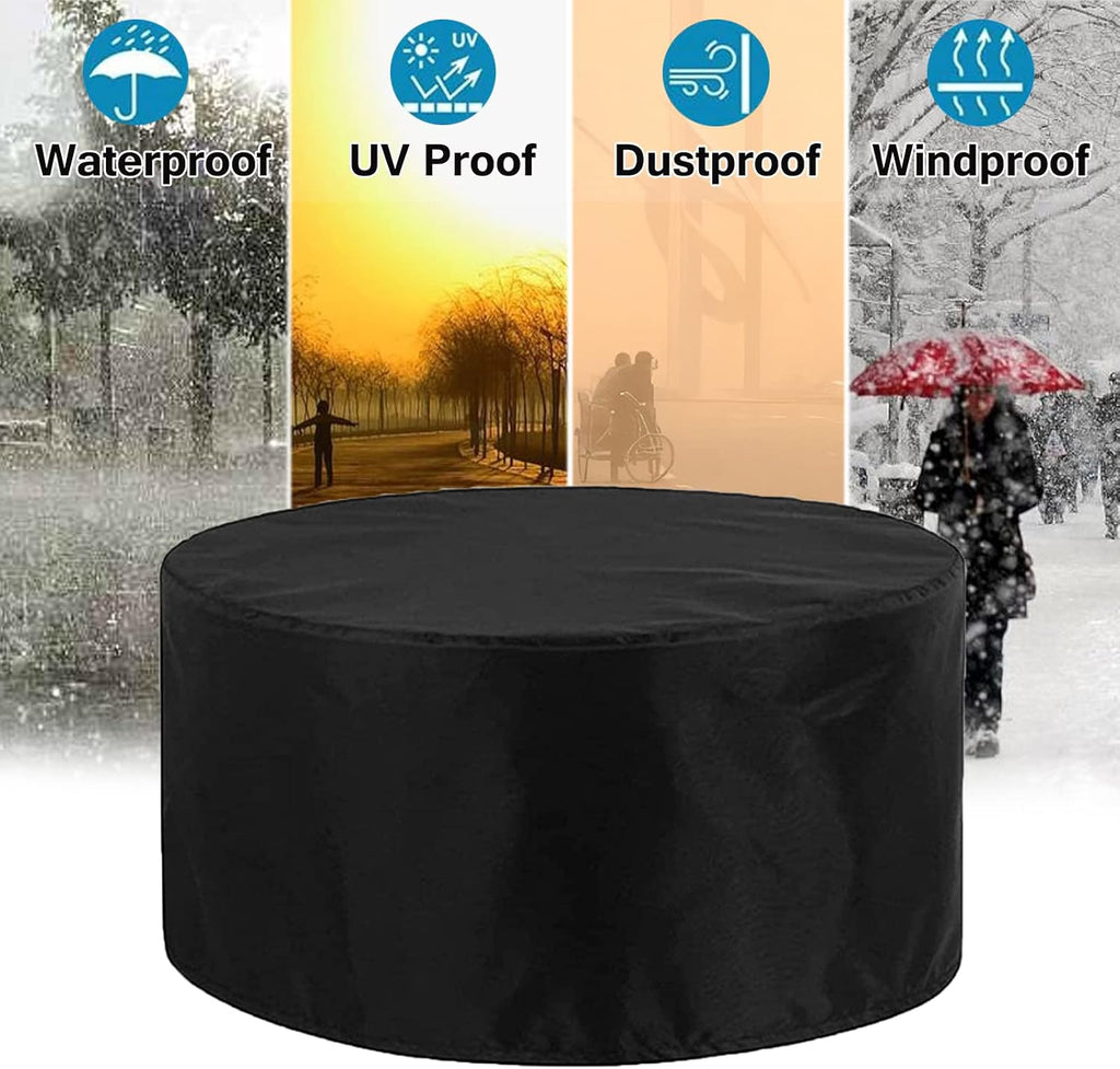 Waterproof Outdoor Furniture Set Covers 126' D x 39' H, Round Dining Table and Chairs Set Cover, 420D Wind Dust Proof Protective Covers for Bad Weather Rain Winter (320x100cm)