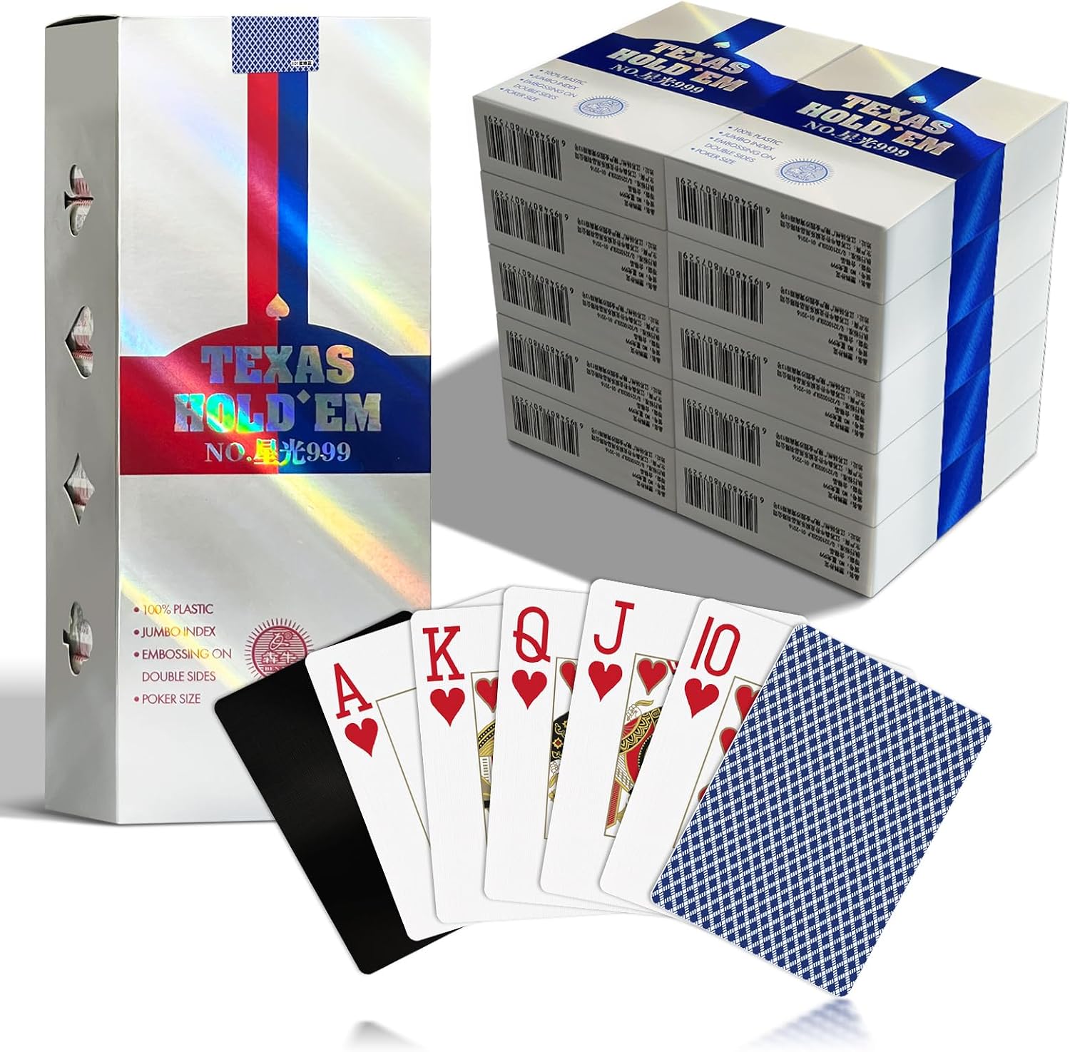 Ben Niu 10-Deck Bulk Casino-Quality Waterproof Plastic PVC Poker Playing Cards – Jumbo Index, Durable, Professional, Perfect for Parties & Tournaments