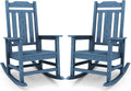 SERWALL Blue Outdoor Rocking Chair Set of 2, All Weather Patio Rocking Chair, HDPE Poly Rocking Chair for Adults, Heavy Duty Front Porch Rocker