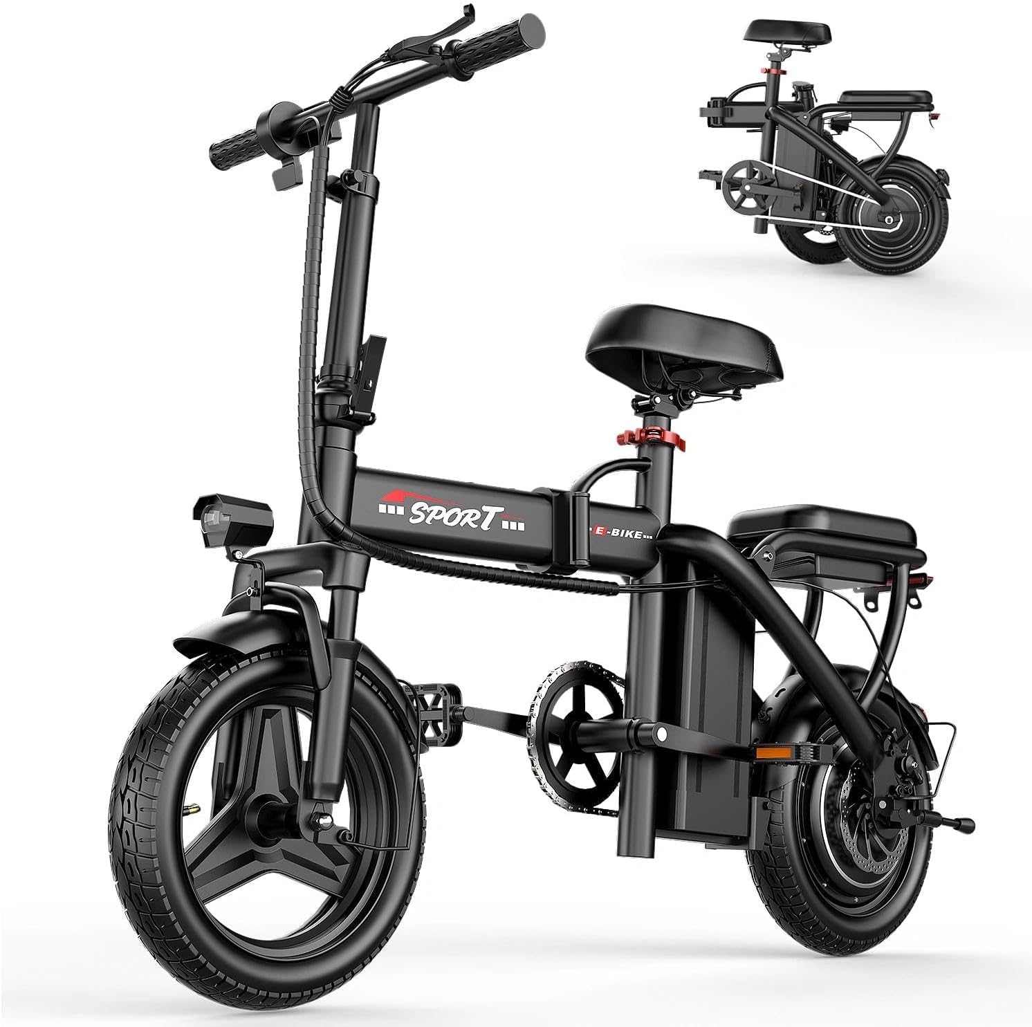 Electric Bike for Adults, 48V 15AH Removable Battery, 25MPH 35Miles Commuting Ebikes for Women Men, 500W Brushless Motor, Lightweight 14'' Tires Folding Electric Bicycles, LCD Display (500W 480WH)