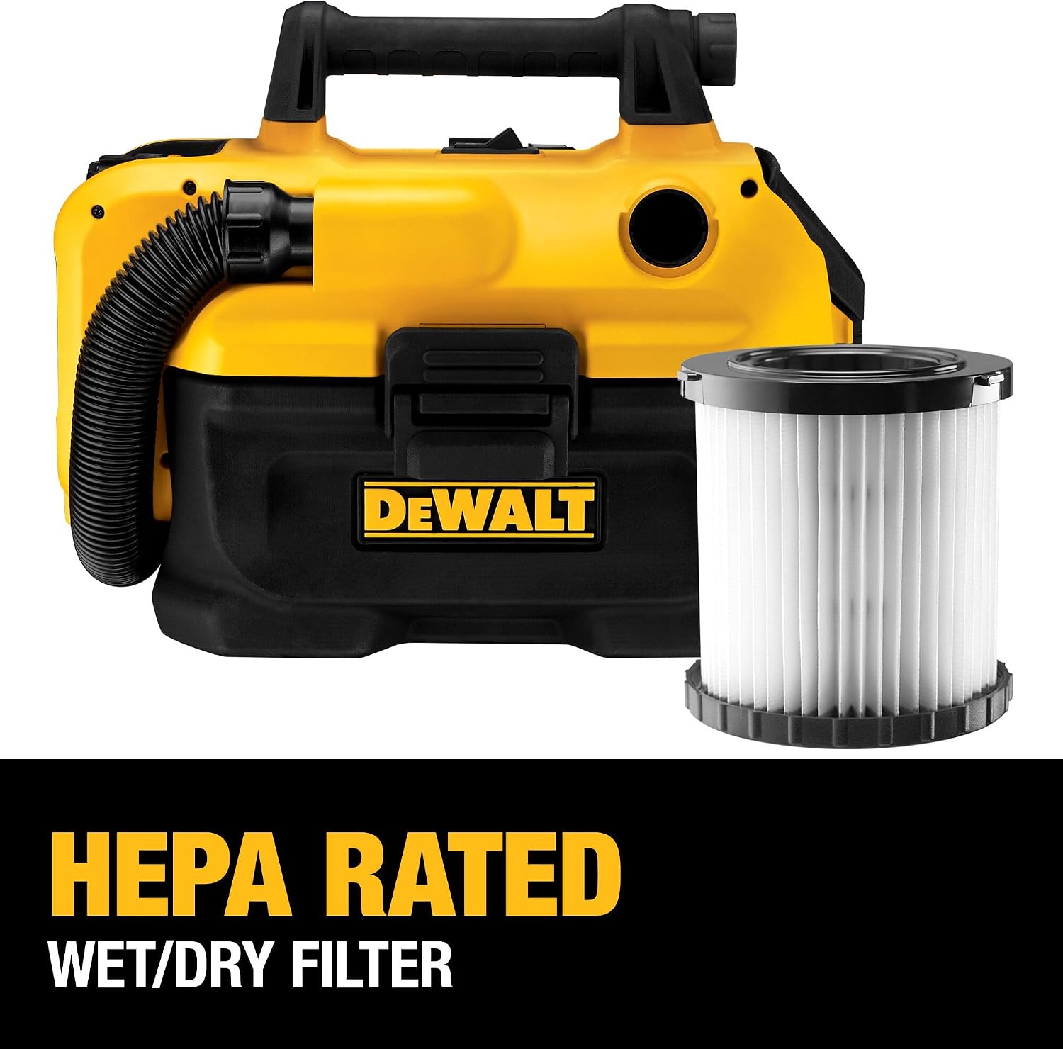 DEWALT 20V MAX Cordless Shop Vac, Wet Dry Vacuum Cleaner, Portable 2 Gallon Wet Dry Vac, Strong Suction Shop Vacuum with Hepa Filter, Tool Only (DCV580H)