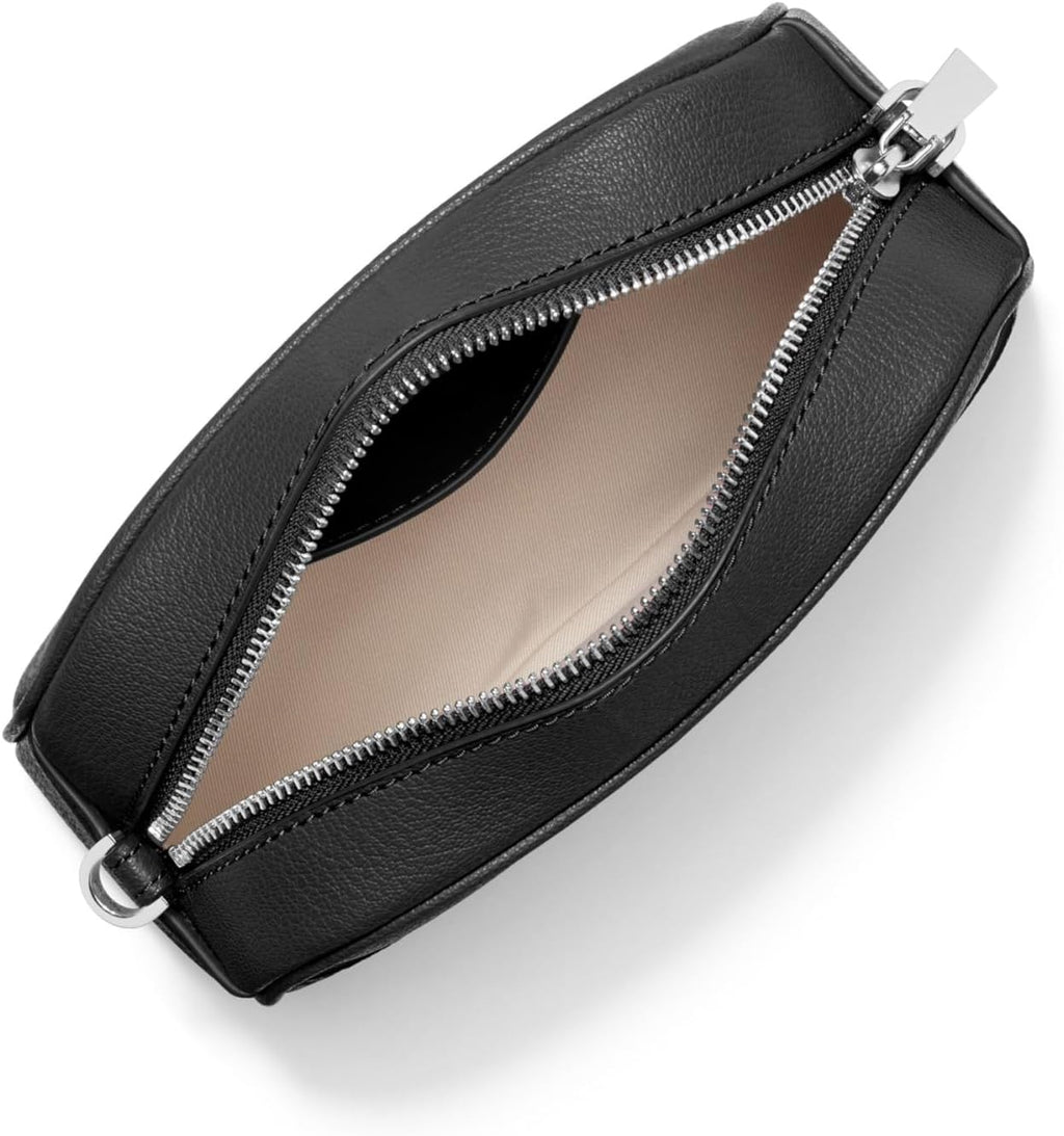 Michael Kors Jet Set Small Camera Crossbody Bag, Silver-Tone Hardware/Leather w/Heart